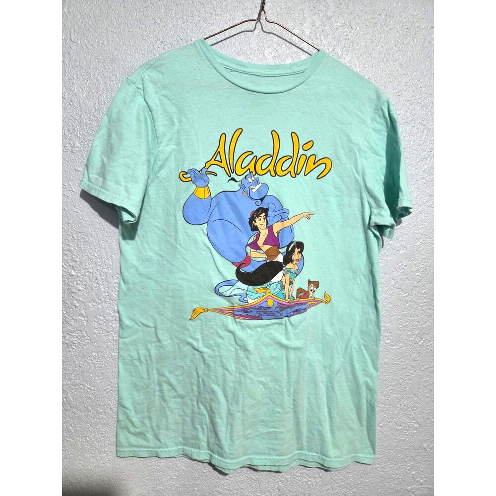 Disney Aladdin & Jasmine Mint Colored Cotton T-shirt Adult M